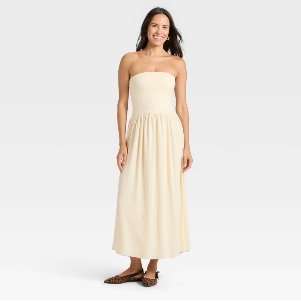 A New‎ Day Cream Maxi Dress NWOT